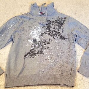 Men's Gray Sweater with Artistic Design